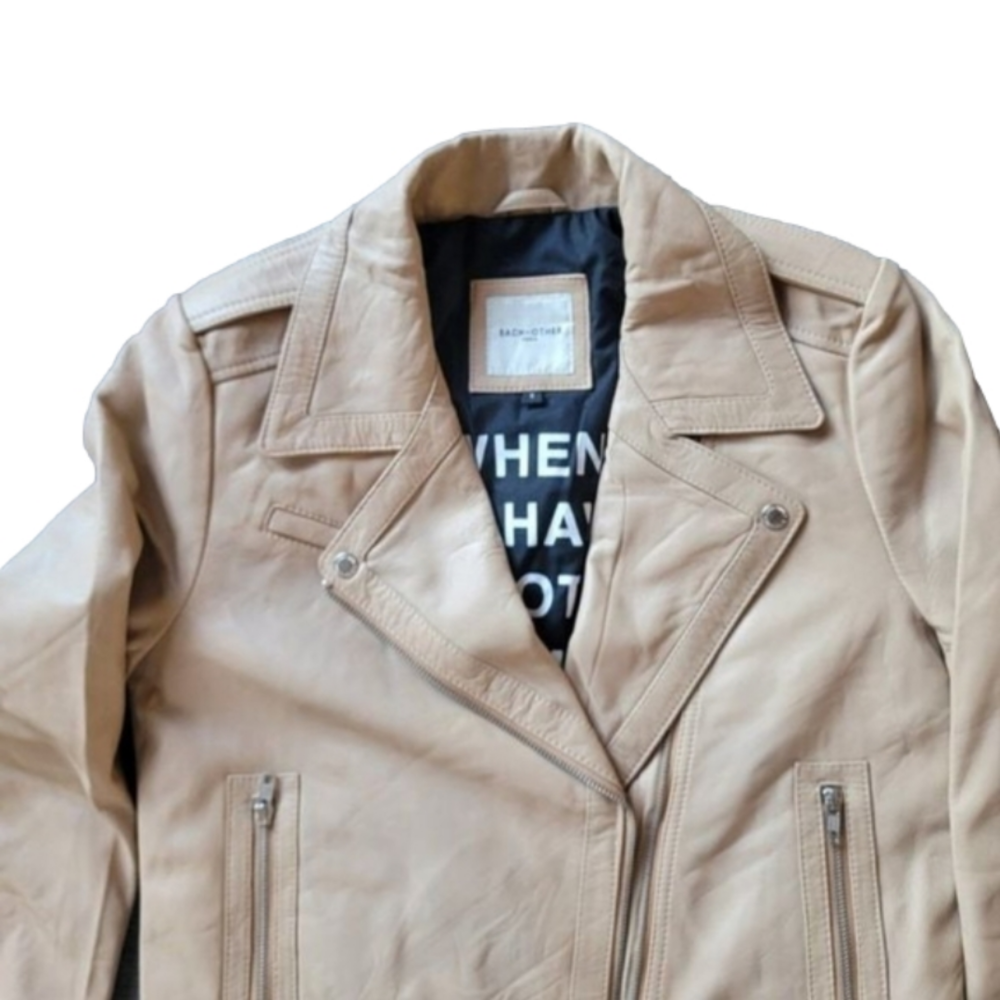 NWT EACH X OTHER Paris Women's Cream Leather Full Zip Jacket Size Small - Picture 2 of 9